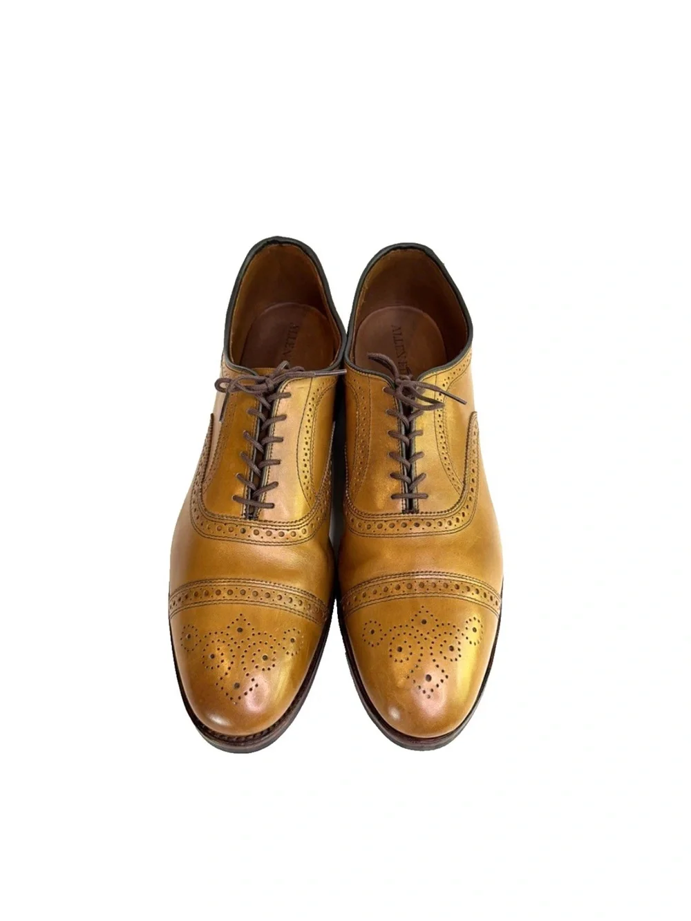 Allen Edmonds Strand Brown Leather Cap Toe Brogue Dress Shoes Men Size 14 D